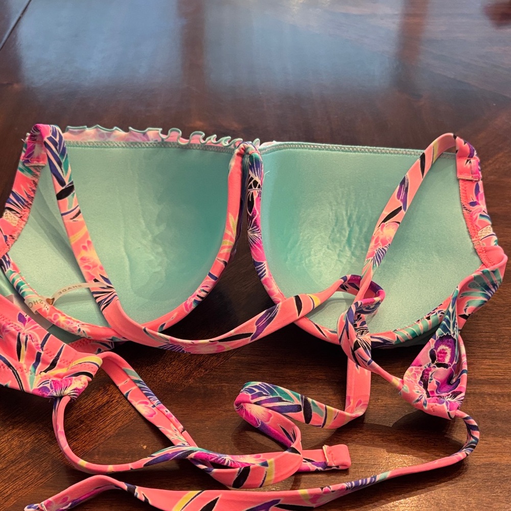 Shade & Shore Pink Floral Bikini Top - Picture 2 of 3